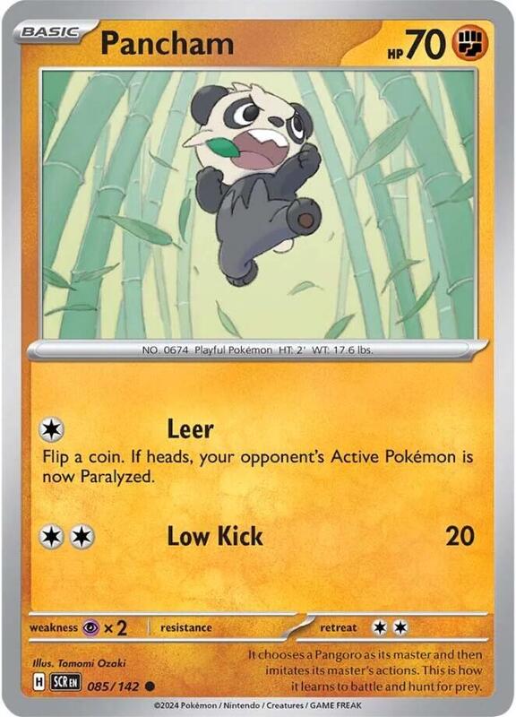 Pancham Pokemon card from SV07: Stellar Crown