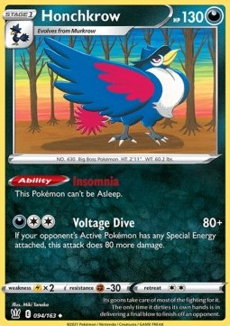 Honchkrow Pokemon card from Battle Styles