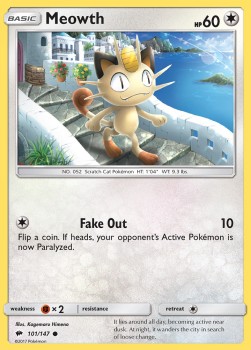 Meowth Pokemon card from Burning Shadows