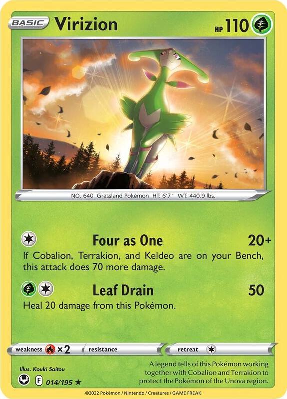 Virizion Pokemon card from SWSH12: Silver Tempest