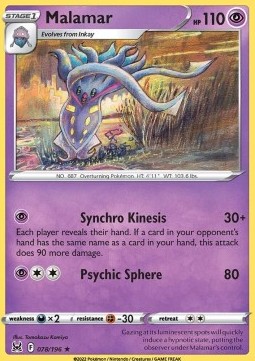 Malamar Pokemon card from Lost Origin