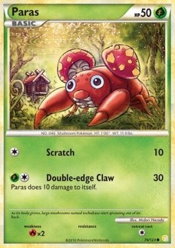 Paras Pokemon card from HeartGold SoulSilver