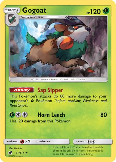 Gogoat Pokemon card from SM - Crimson Invasion