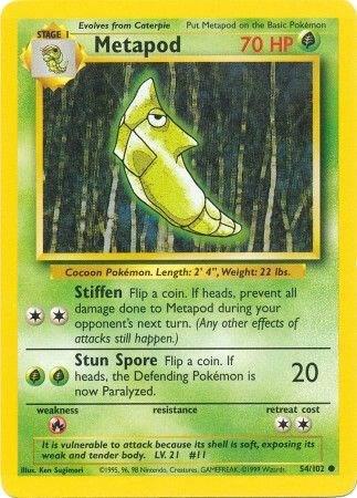 Metapod Pokemon card from Base Set
