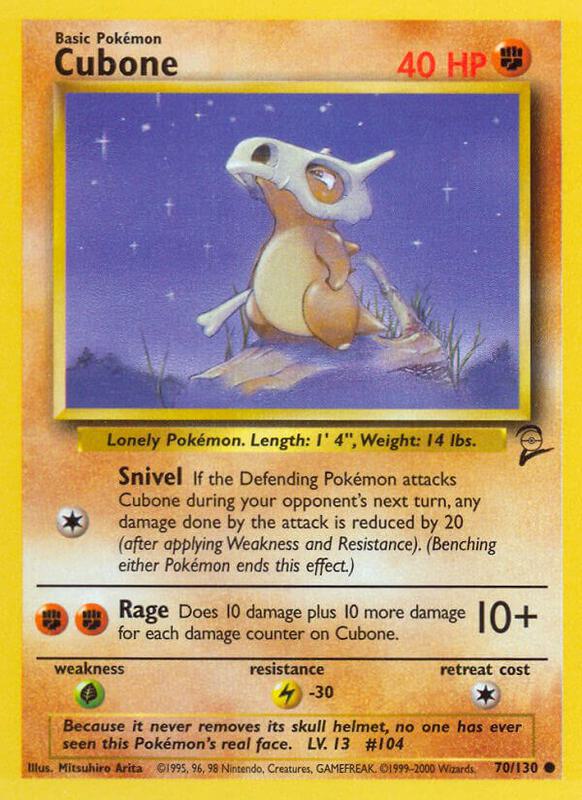 Cubone Pokemon card from Base Set 2