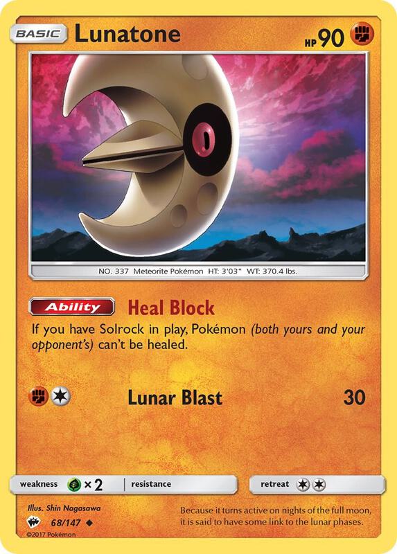 Lunatone Pokemon card from SM - Burning Shadows