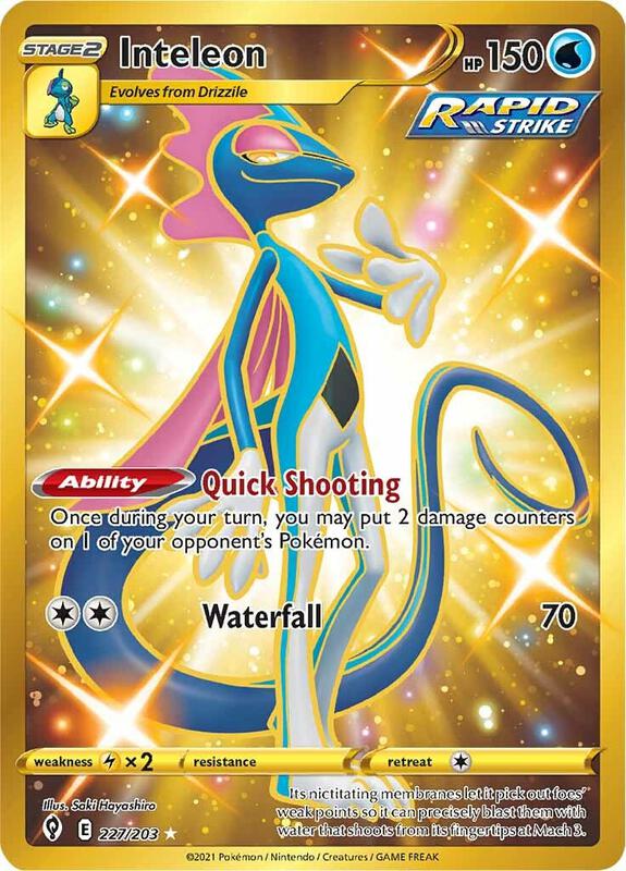 Inteleon (Secret) Pokemon card from SWSH07: Evolving