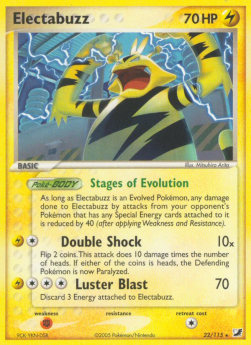 Electabuzz Pokemon card from EX Unseen Forces