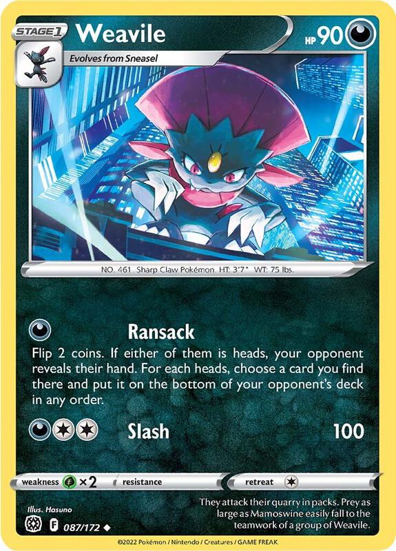 Weavile Pokemon card from SWSH09: Brilliant