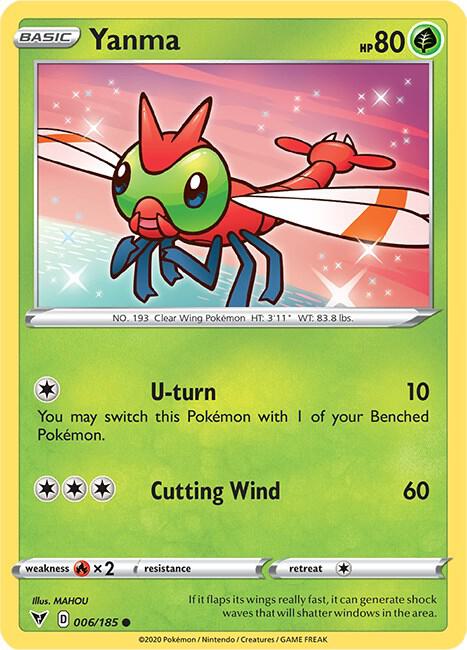 Yanma Pokemon card from SWSH04: Vivid Voltage