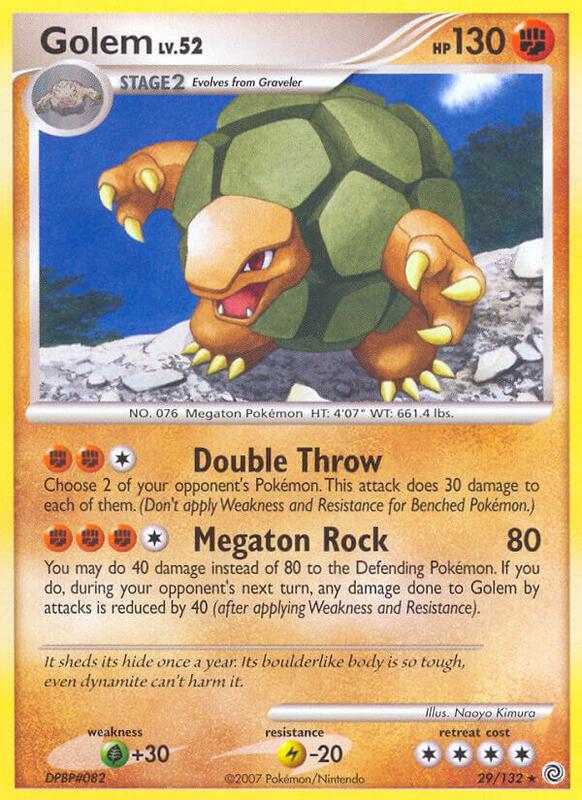 Golem Pokemon card from Secret Wonders