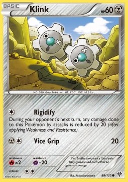 Klink Pokemon card from Plasma Storm