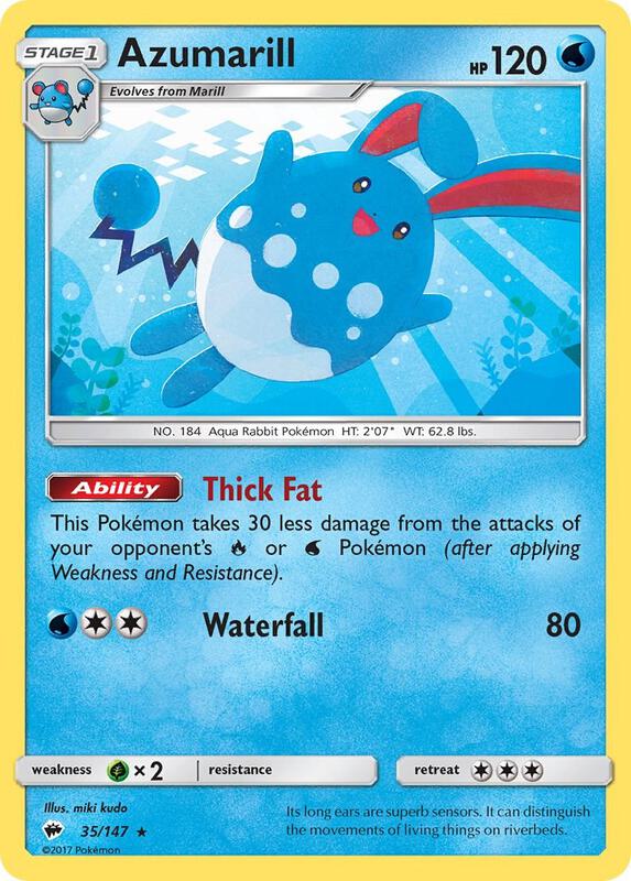 Azumarill Pokemon card from SM - Burning Shadows