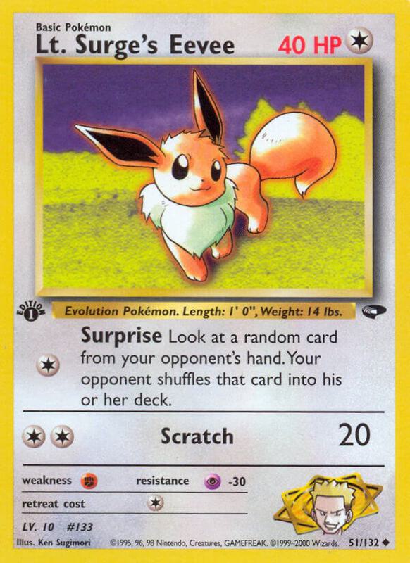 Lt. Surge's Eevee Pokemon card from Gym Challenge