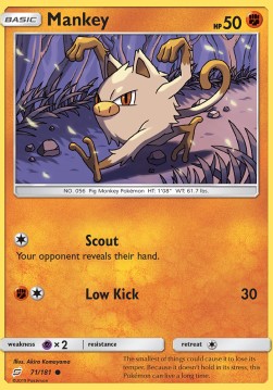 Mankey Pokemon card from Team Up