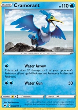 Cramorant Pokemon card from Sword Shield