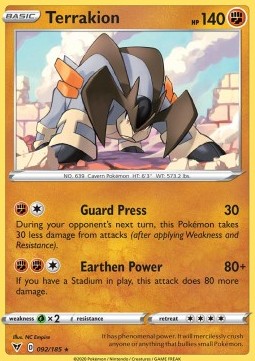Terrakion Pokemon card from Vivid Voltage