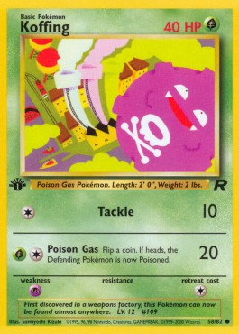 Koffing Pokemon card from Team Rocket