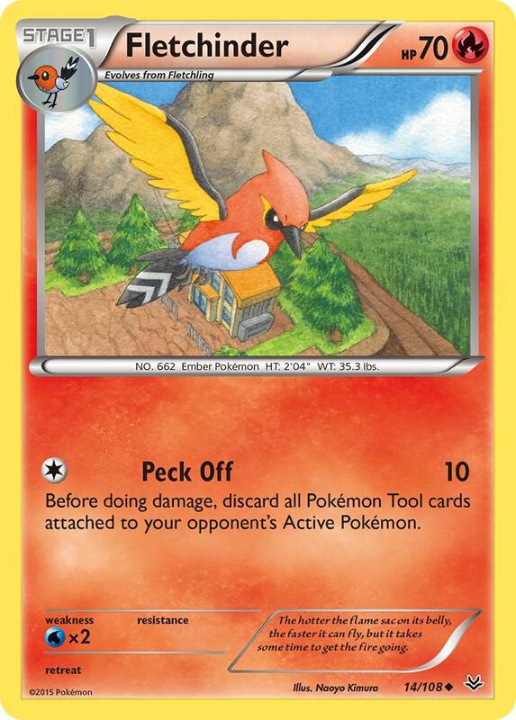 Fletchinder Pokemon card from XY - Roaring Skies