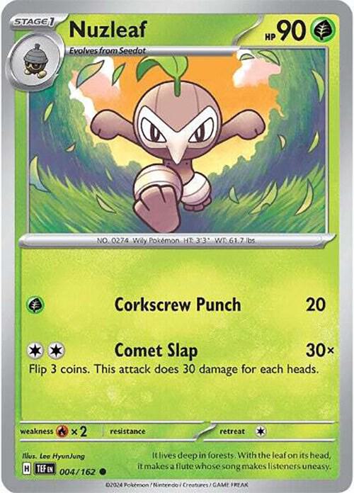 Nuzleaf Pokemon card from SV05: Temporal Forces