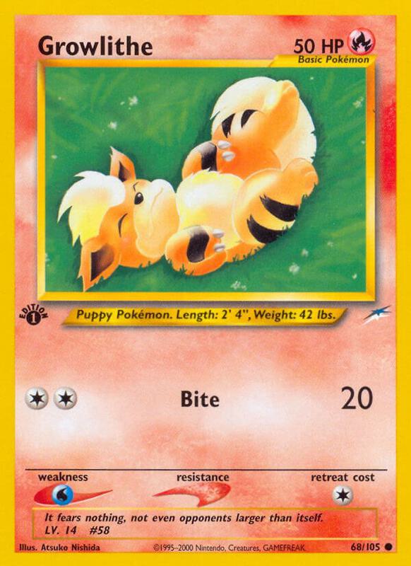 Growlithe Pokemon card from Neo Destiny