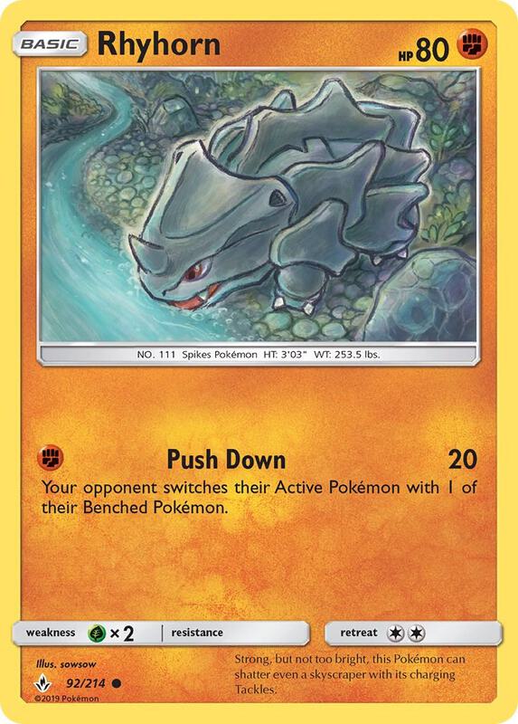 Rhyhorn (92) Pokemon card from SM - Unbroken Bonds