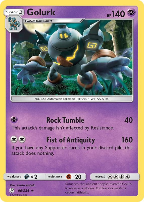 Golurk Pokemon card from SM - Cosmic Eclipse