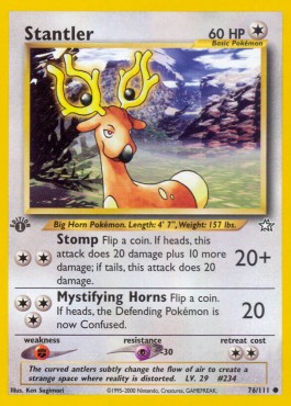 Stantler Pokemon card from Neo Genesis