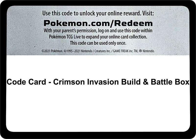 Code Card - Crimson Invasion Build & Battle Box Pokemon card from TCG: Tempest