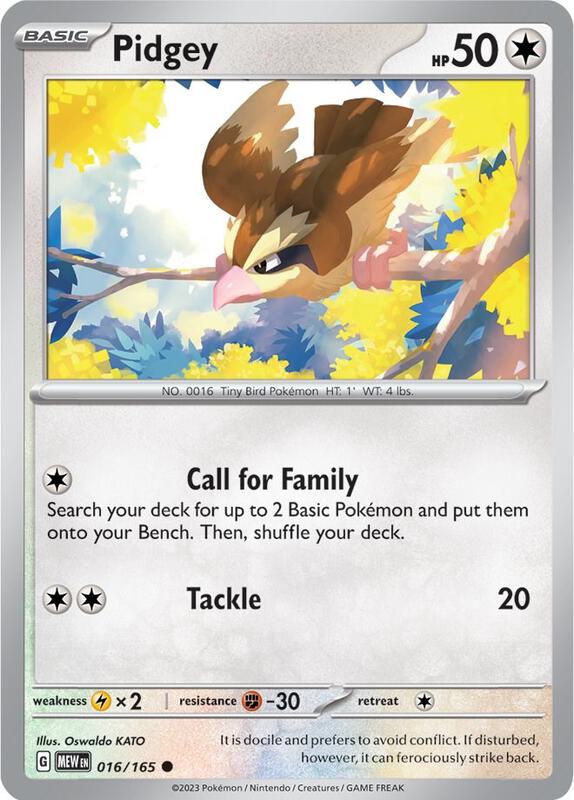Pidgey Pokemon card from SV: Scarlet & Violet 151