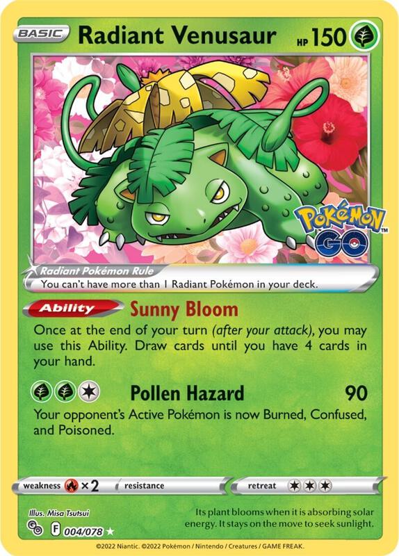 Radiant Venusaur Pokemon card from Pokemon GO