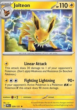 Jolteon Pokemon card from Prismatic Evolutions