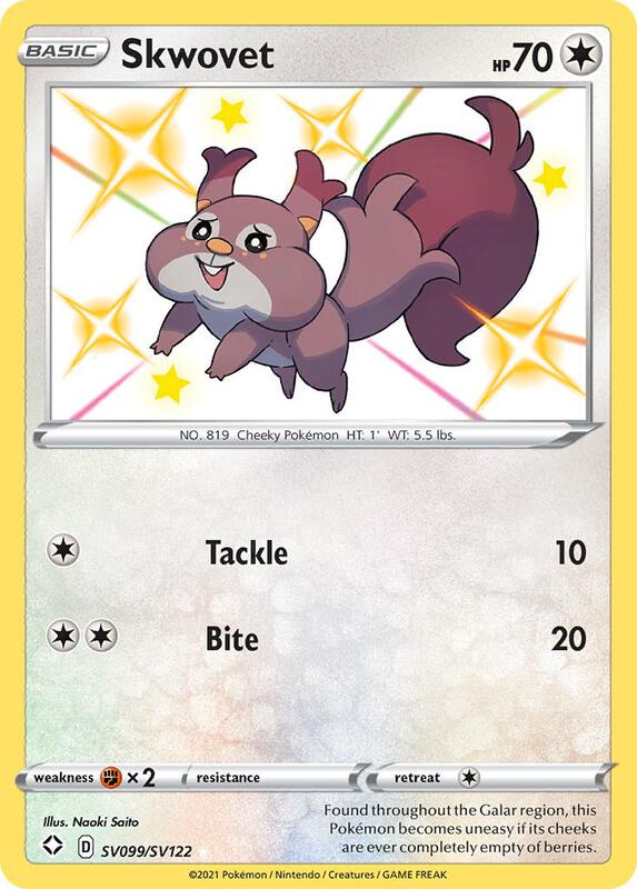 Skwovet Pokemon card from Shining Fates: Shiny Vault