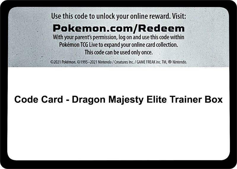 Code Card - Dragon Majesty Elite Trainer Box Pokemon card from Dragon Majesty