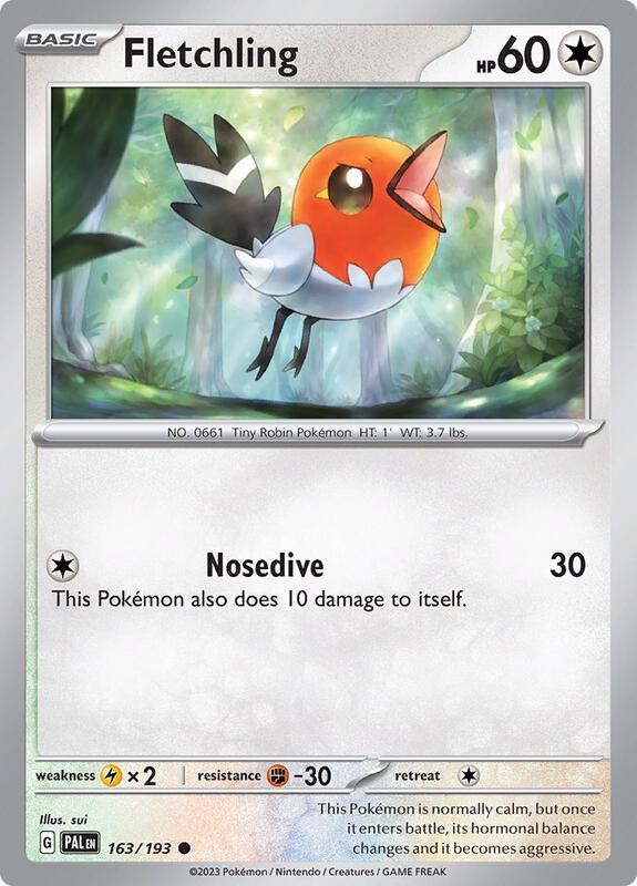 Fletchling Pokemon card from SV02: Paldea