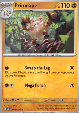 Primeape Pokemon card from Surging Sparks