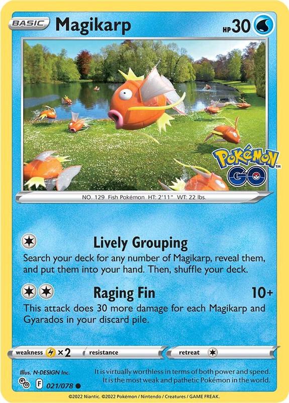 Magikarp Pokemon card from Pokemon GO