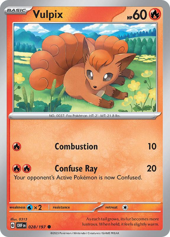 Vulpix Pokemon card from SV03: Obsidian Flames