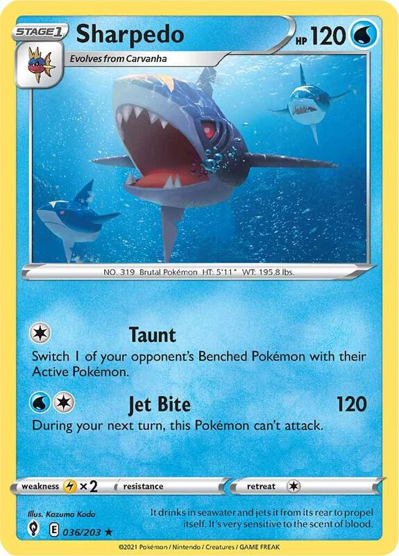 Sharpedo Pokemon card from SWSH07: Evolving Skies