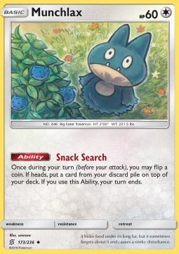 Munchlax Pokemon card from Unified Minds