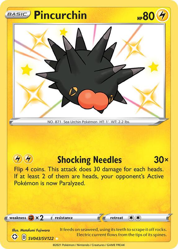 Pincurchin Pokemon card from Shining Fates: Shiny Vault