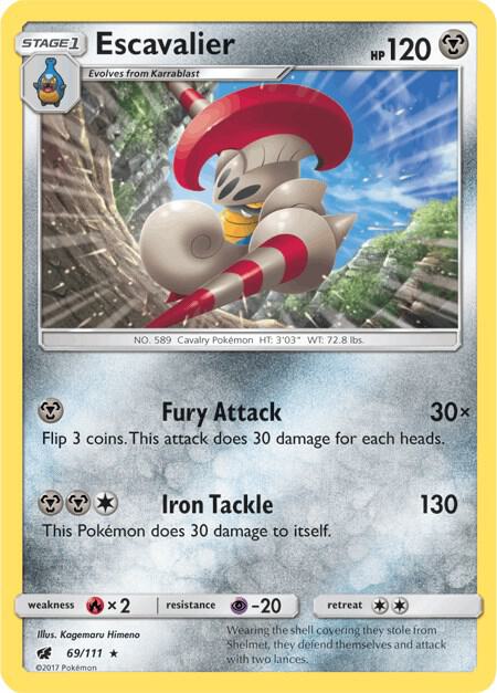 Escavalier Pokemon card from SM - Crimson Invasion
