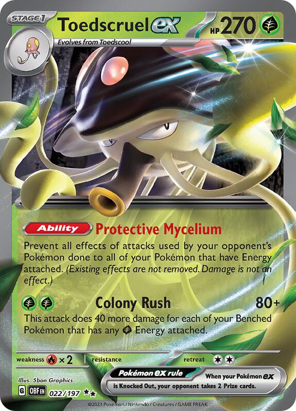 Toedscruel ex Pokemon card from SV03: Obsidian Flames