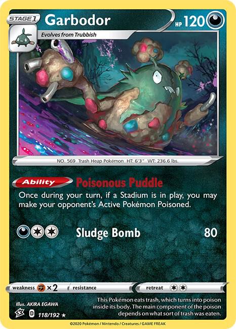 Garbodor Pokemon card from SWSH02: Rebel Clash