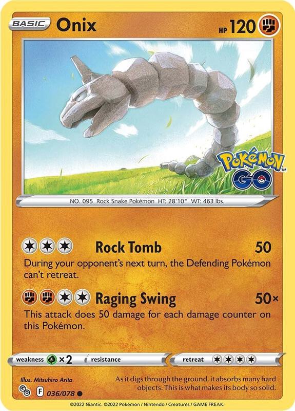 Onix Pokemon card from Pokemon GO