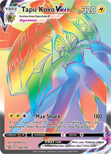 Tapu Koko VMAX (Secret) Pokemon card from SWSH05: Battle