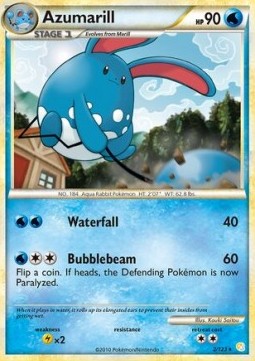 Azumarill Pokemon card from HeartGold SoulSilver