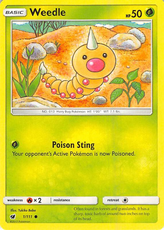 Weedle Pokemon card from SM - Crimson Invasion