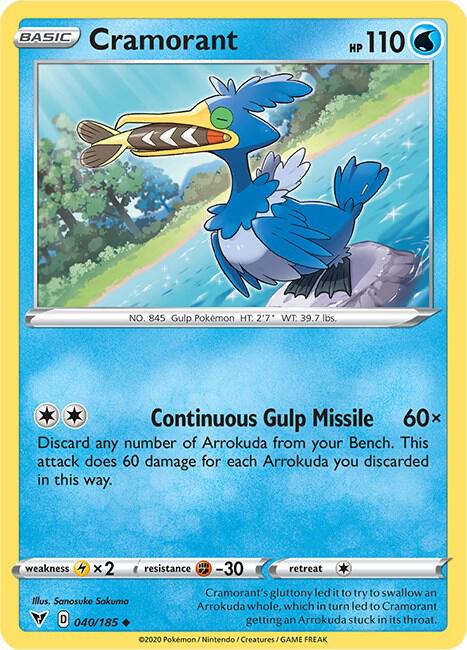 Cramorant Pokemon card from SWSH04: Vivid Voltage
