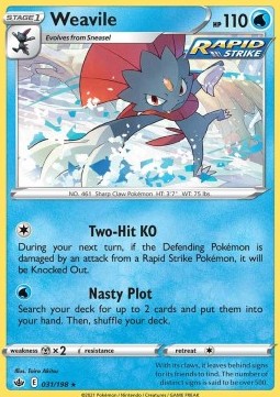 Weavile Pokemon card from Chilling Reign